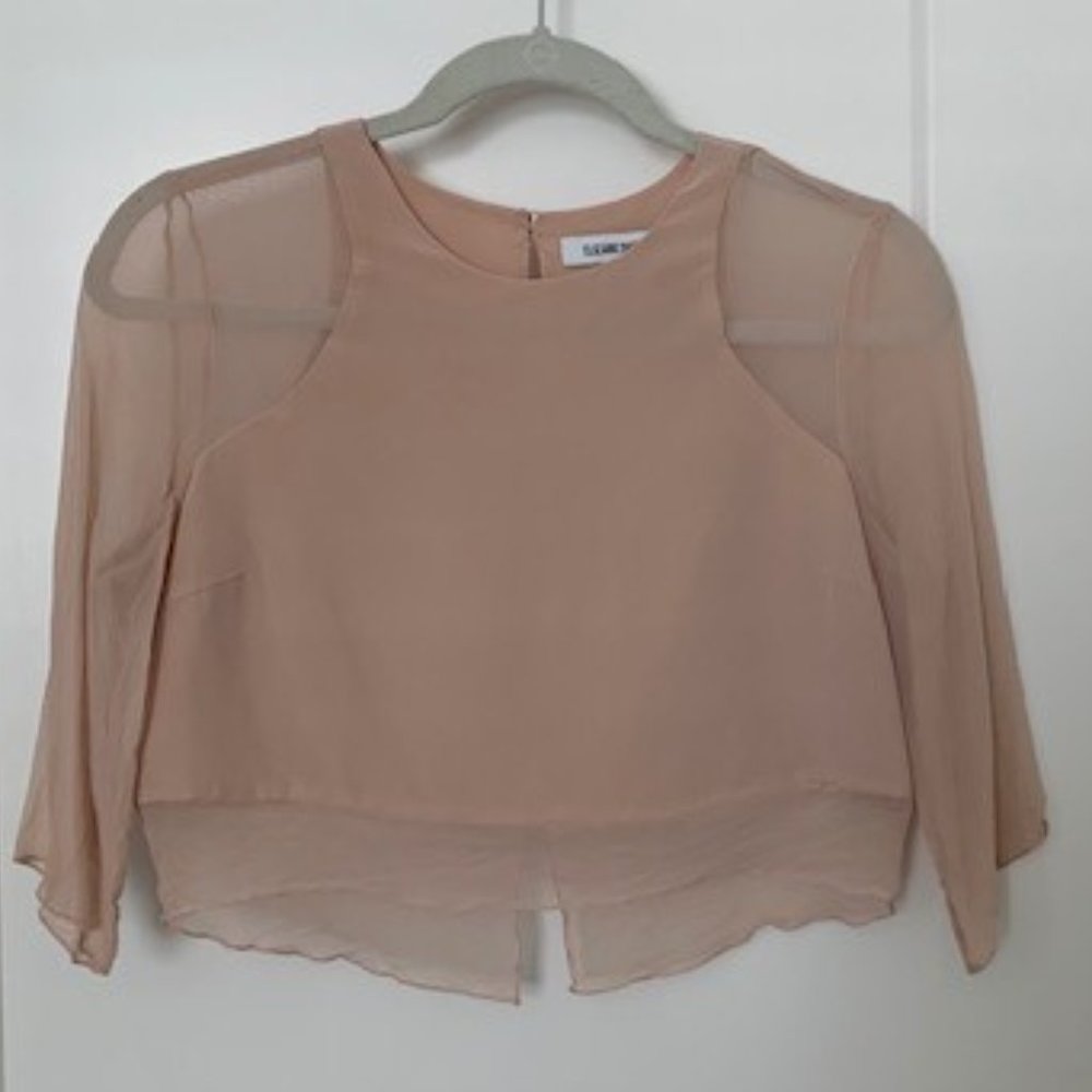 Elizabeth and James Silk Crop Blouse in Dusty Pink Sz XS